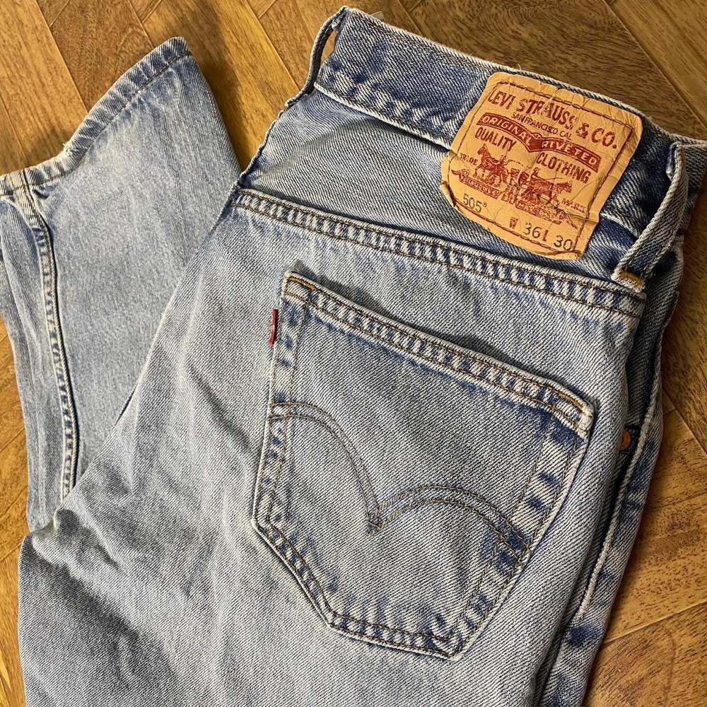 Y2K Levis 505 36x30 Light Wash Jeans Men Straight Denim Blue Classic